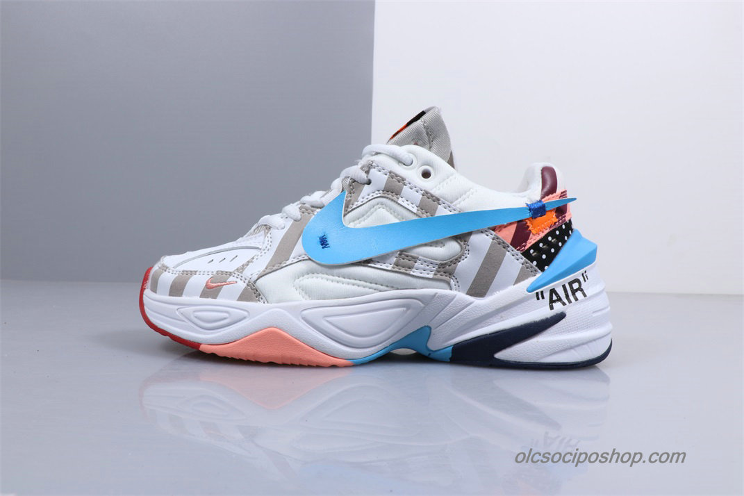 Off-White Nike M2K Tekno Fehér/Szürke/Világoskék Cipők (AO3108-680)