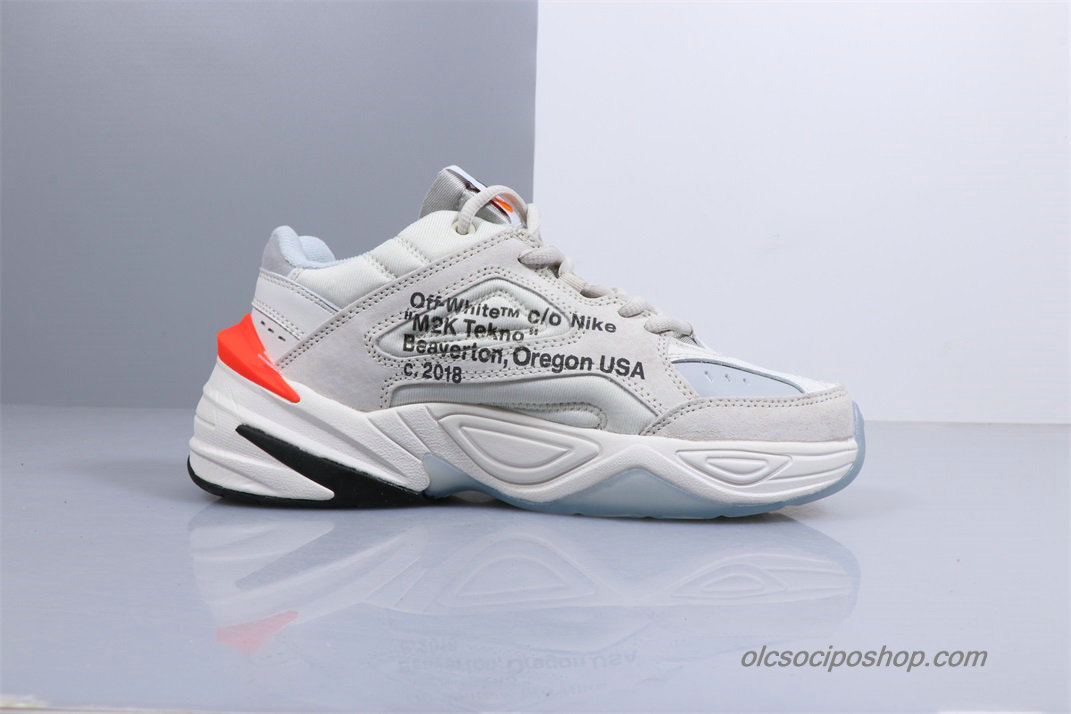 Off-White Nike M2K Tekno Világos szürke/Fekete/Fehér Cipők (AO3108-700)