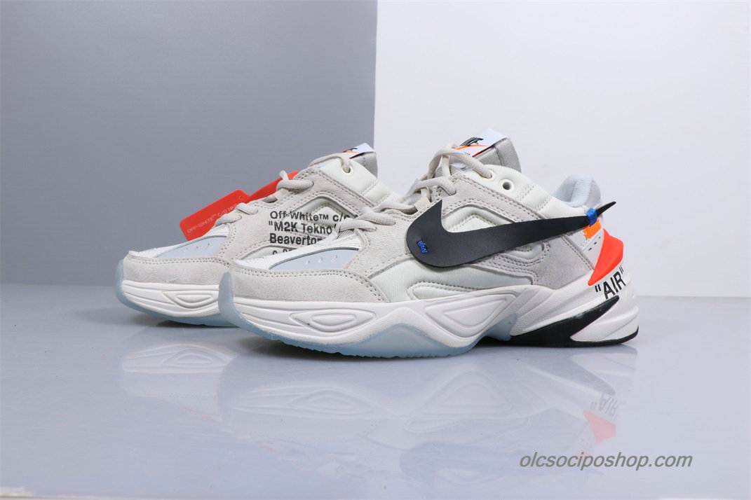 Off-White Nike M2K Tekno Világos szürke/Fekete/Fehér Cipők (AO3108-700)
