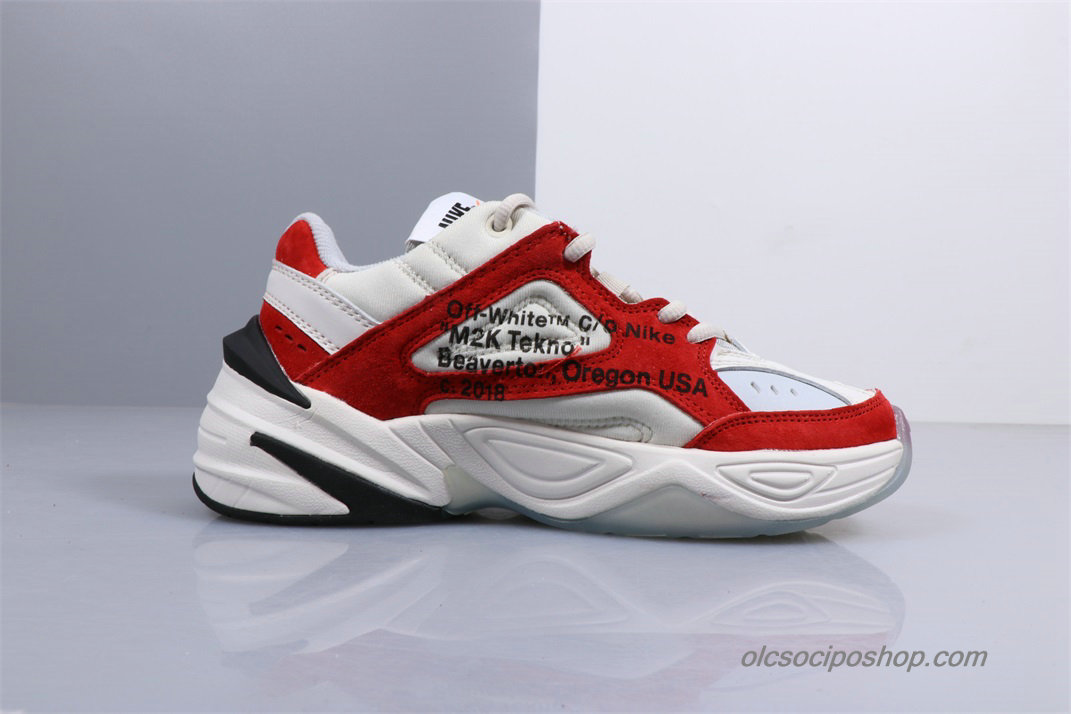 Off-White Nike M2K Tekno Fehér/Piros/Fekete Cipők (AO3108-900)