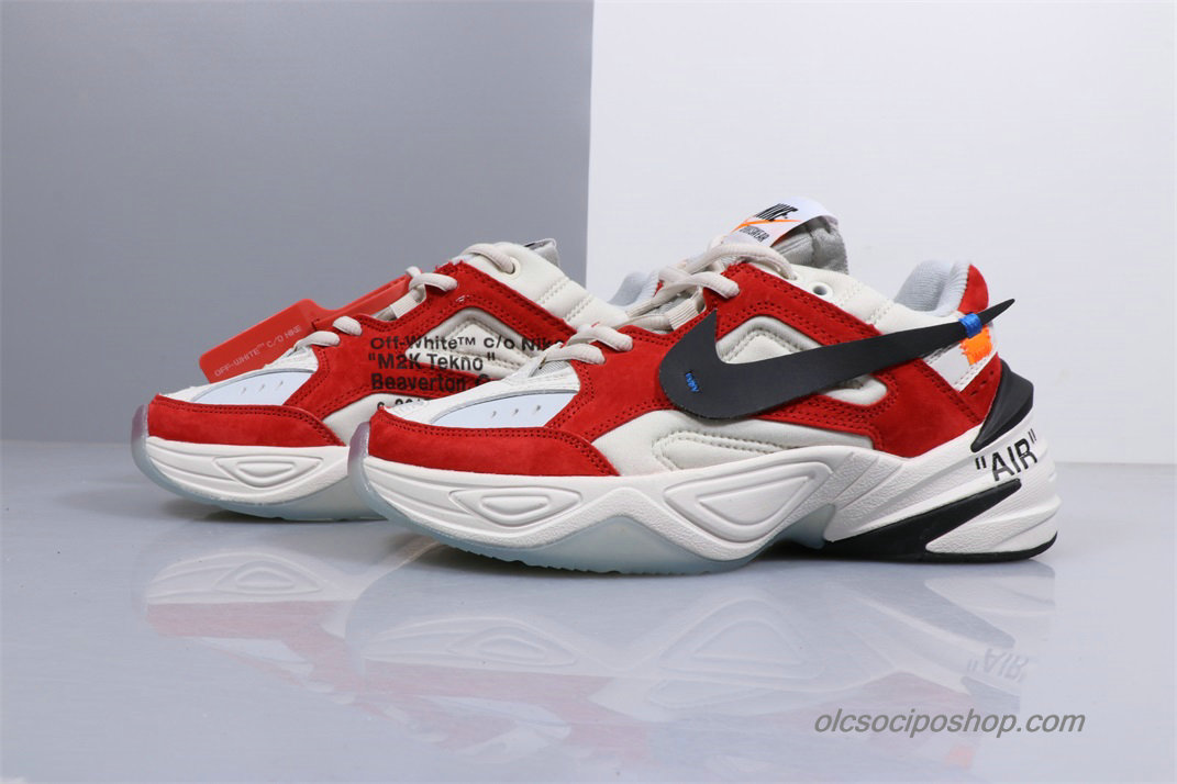 Off-White Nike M2K Tekno Fehér/Piros/Fekete Cipők (AO3108-900)