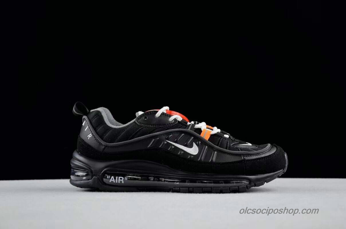 Off-White x Nike Max Fekete/Narancs Cipők (AJ6407-101) OLCSOCIPOSHOP