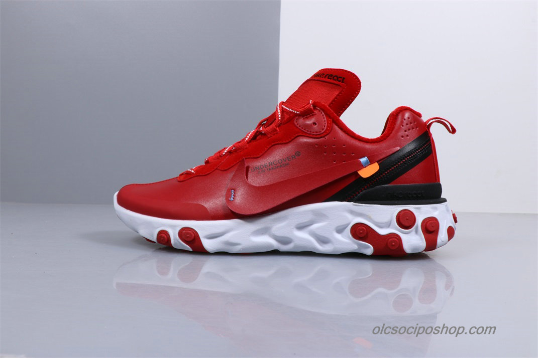 Férfi Undercover Off-White x Nike React Element 87 Piros/Fekete/Fehér Cipők (BQ6166-002)