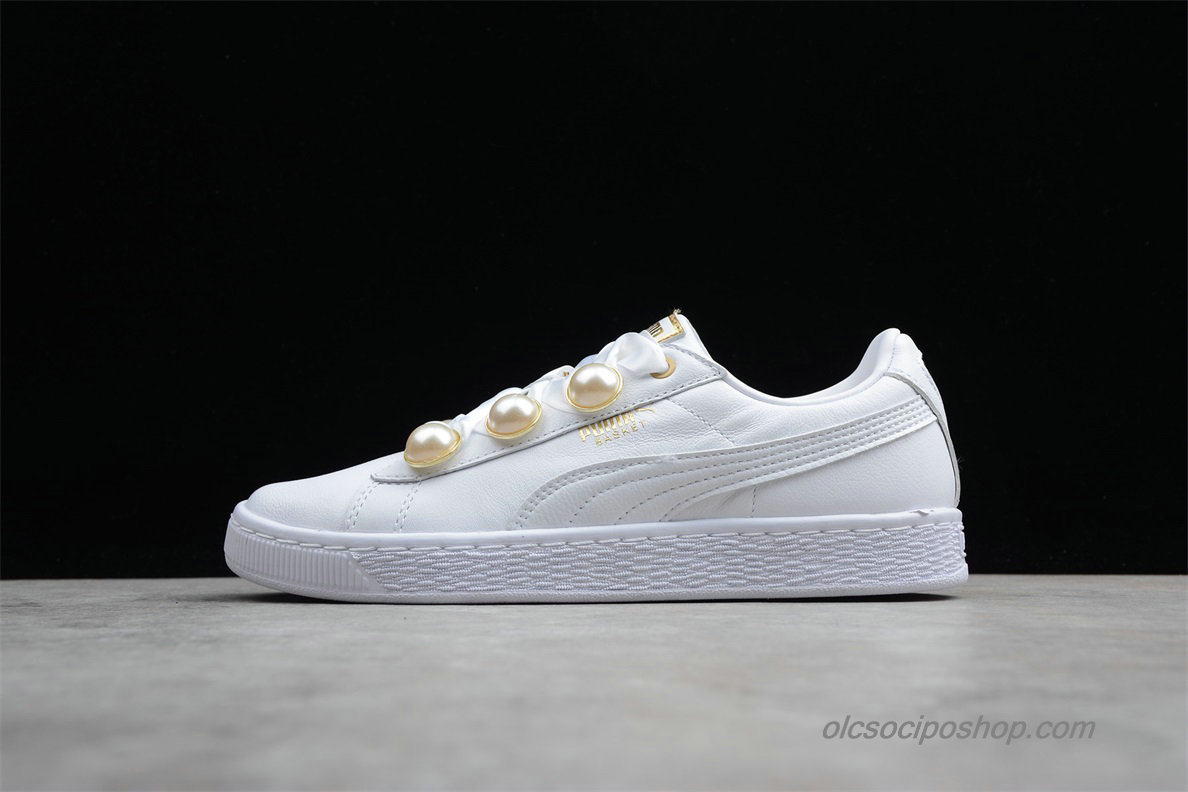 Női Puma Basket Bling Fehér/Arany Cipők (366732-01)