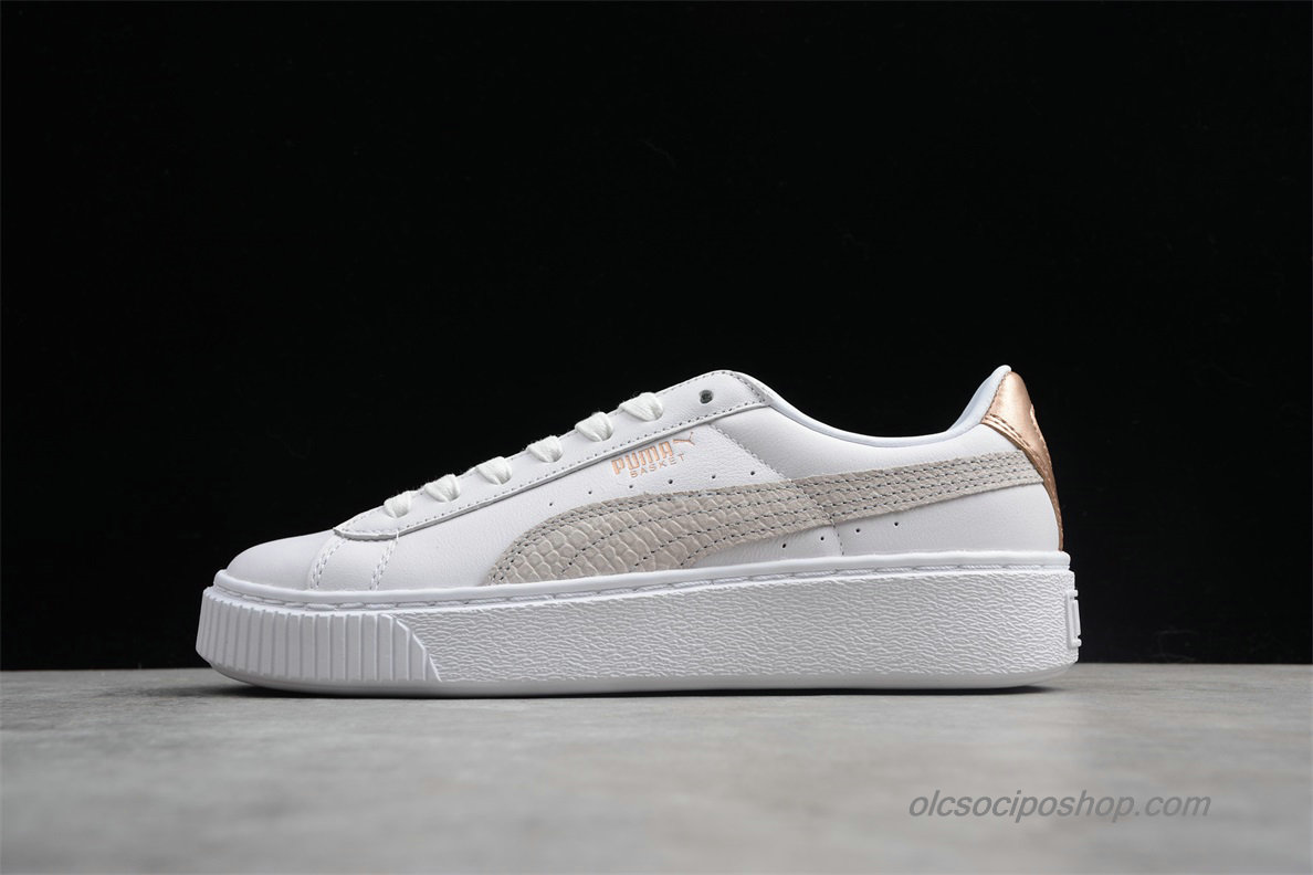 Női Puma Basket Platform Euphoria RG Fehér/Szürke/Arany Cipők (366814-02)