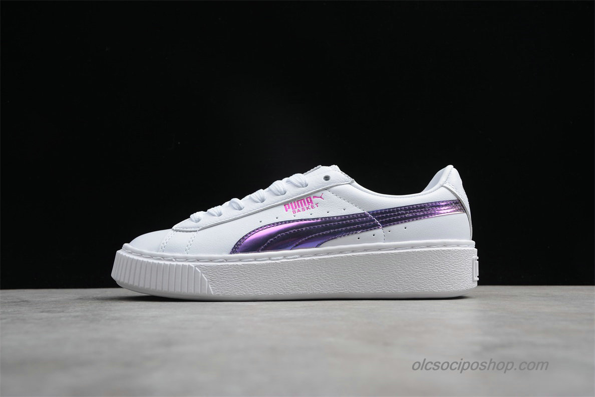 Női Puma Basket Platform Rainbow JR Fehér/Lila Cipők (364529-02)