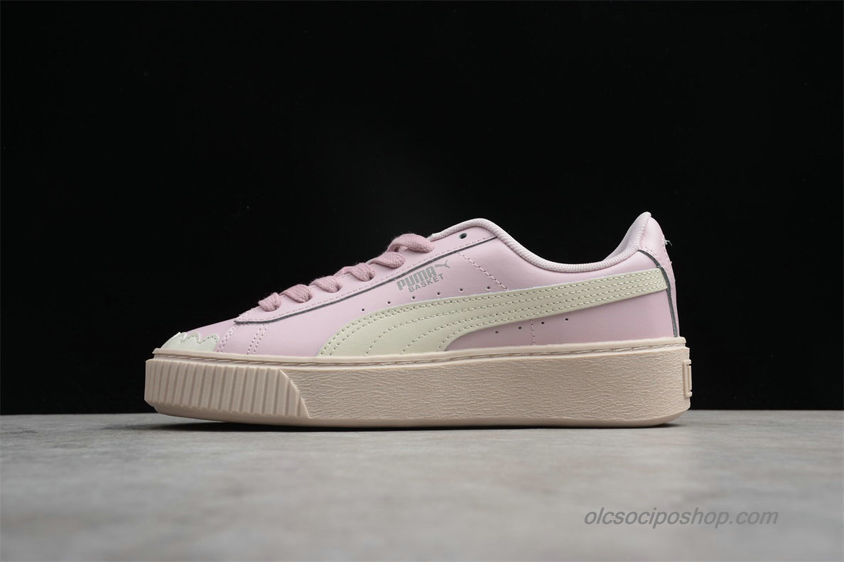 Női Puma Basket Platform Scallop Világos rózsaszín/Khaki Cipők (366723-02)