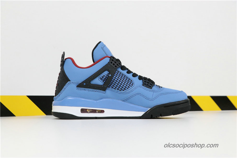 Férfi Travis Scott Air Jordan 4 Retro Houston Oilers Kék/Fekete Cipők (308497-406)