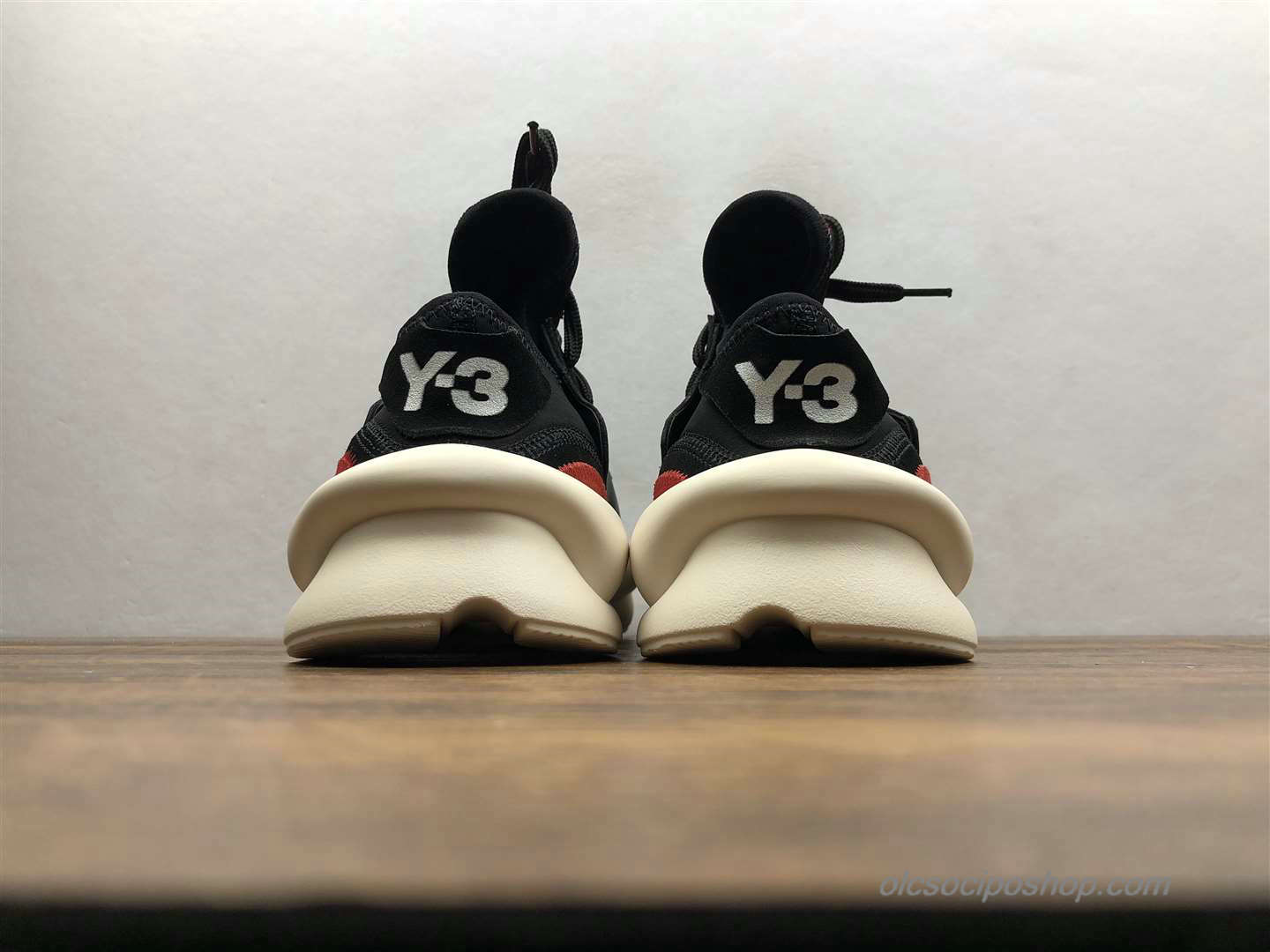 Yohji Yamamoto x Adidas Y-3 Kaiwa Chunky Fekete/Piszkosfehér/Piros Cipők (A8860)